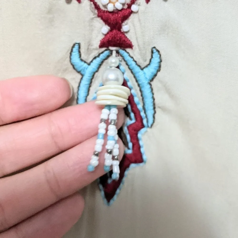 R CINCO RANCH Embroidered Beaded Tunic Top S - Picture 3 of 8